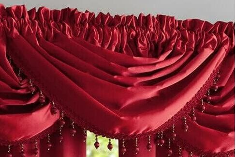 Luxury Home Textiles Bridget Crushed Satin Beaded Valance (Red) in Saudi Arabia