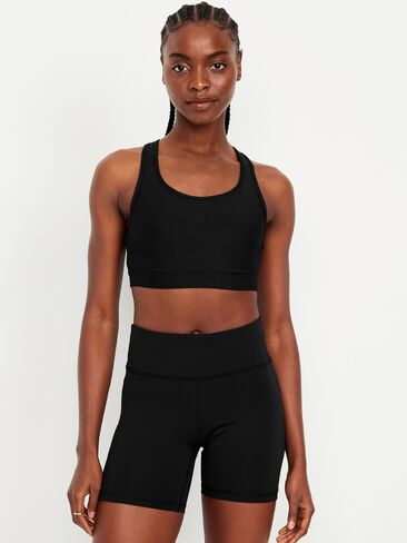 Old Navy Medium Support PowerSoft Racerback Sports Bra - Black Jack in Kuwait