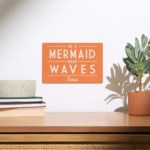 Lantern Press 6x9 Inch Wood Sign, Ready to Hang Wall Decor, Tampa, Florida, Be a Mermaid, Make Waves, Simply Said in Saudi Arabia