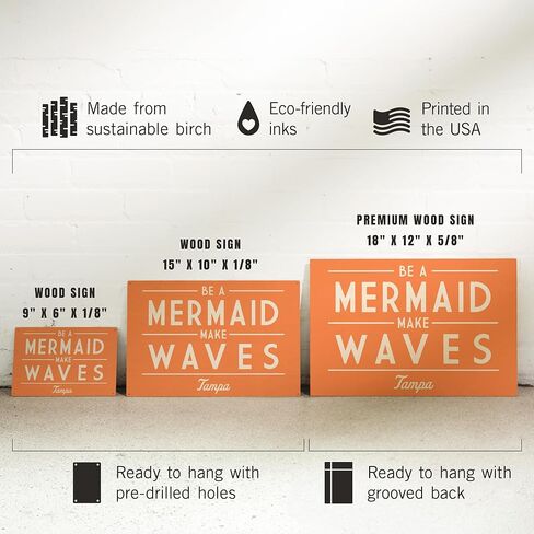 Lantern Press 6x9 Inch Wood Sign, Ready to Hang Wall Decor, Tampa, Florida, Be a Mermaid, Make Waves, Simply Said in Saudi Arabia