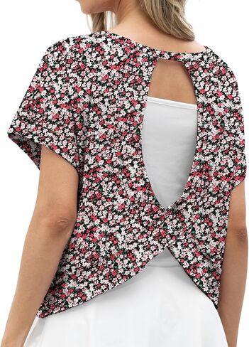 Grecerelle Women's Open Back Prockout Tops Tops Looflistic Dortic Tertics محصول غير رسمي تشغيل Tee Y2K Yoga in Kuwait