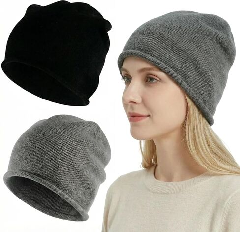 عبوتان من قبعة صغيرة مترهلة للنساء، قبعات شتوية كلاسيكية محاكة مع حافة بأساور، قبعات صغيرة ناعمة قابلة للتمدد للارتداء اليومي والسفر in Kuwait
