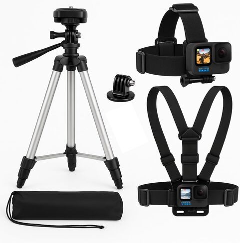 Acuvar Head Mount Strap Chest Mount Harness Chesty Compatible with GoPro Hero 13, 12, 11, 10, 9, 8, 7, 6, 5, 4, Session, 3+, 3, 2, 1, Hero (2018), Fusion, Max, DJI Osmo Action Cameras in Kuwait