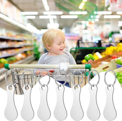 سيبا 8 قطع من الفولاذ المقاوم للصدأ لعربة التسوق، رموز صغيرة، حلقة مفاتيح صغيرة للجنسين، سلسلة مفاتيح معدنية محمولة، حلقات مفاتيح صغيرة للرجال والنساء، عربة تسوق البقالة in Saudi Arabia
