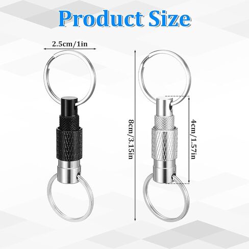 2 PCS Quick Release Keychain, Detachable Key Ring Quick Release, Heavy Duty Quick Disconnect Keychain with 2 Split Rings, Metal Detachable Key Chain for Car Purse Bag Accessories(Black, Silver) in Saudi Arabia