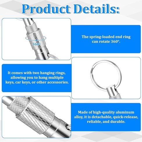 2 PCS Quick Release Keychain, Detachable Key Ring Quick Release, Heavy Duty Quick Disconnect Keychain with 2 Split Rings, Metal Detachable Key Chain for Car Purse Bag Accessories(Black, Silver) in Saudi Arabia