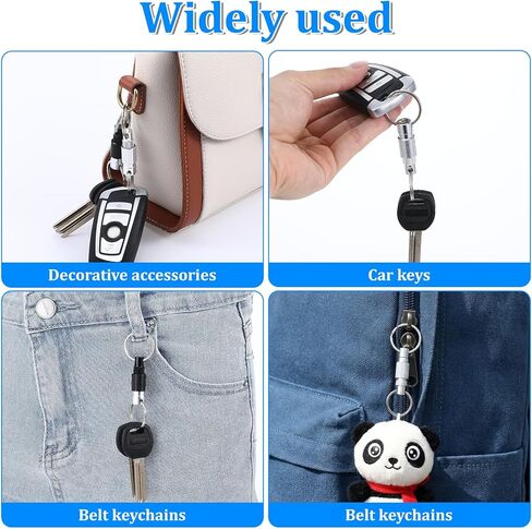 2 PCS Quick Release Keychain, Detachable Key Ring Quick Release, Heavy Duty Quick Disconnect Keychain with 2 Split Rings, Metal Detachable Key Chain for Car Purse Bag Accessories(Black, Silver) in Saudi Arabia
