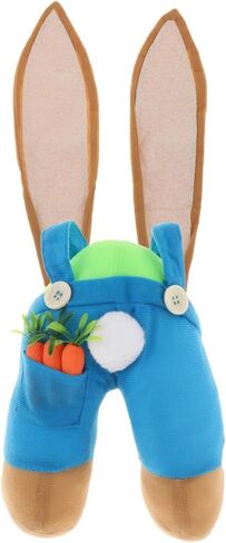 Easter Decor Bunny Butt Wreath Kit, DIY Cute Butt with Ears for Home Wall Hanging Cartoon Ornament Decoration, Welcome Sign Wreath Attachment, Pink Plaid in Saudi Arabia