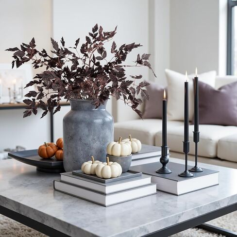 Ttranewsoo Artificial Cimicifuga Plant Leaf Fake Plants 4PCS Fall Stems for Vases 23.6In Fake Leaves Silk Plants for Fall Decorations for Home Dining Table, Wedding, Fireplace Decor No vase in Saudi Arabia