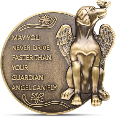 Superkred Guardian Dog Angel Visor Clip - Traditional-Modern Bronze Car Accessory, Perfect for Dog Lovers (Silver) in Kuwait