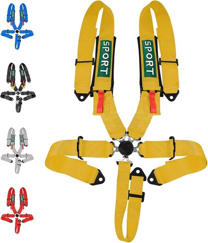 Seat Bealt 5 Point Racing Harness SFI Certified with Ultra Heavy Duty 3 Inch Shoulder Pad Quick Release Cam Lock Latch Mechanism Fit Sports car Go-Kart Racing Car UTV ATV(Red) in Saudi Arabia
