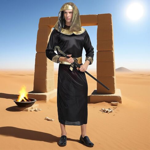 GOBWCOT Egyptian Pharaoh Costume Men Egypt Faraon King Toga King Tut Outfit for Halloween Cosplay Adult in Saudi Arabia
