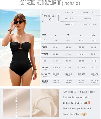 XUNYU One Piece Swimsuit Women Tummy Control Strapless Bandeau Bathing Suit Slimming Shapewear Swim Suits Halter Swimwear in Saudi Arabia