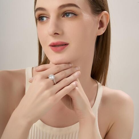 Moissanite Rings for Women, Rtwxi 4Ct Sunflower Ring for Engagement, Wedding, Anniversary or Self-Love, D Color VVS1 925 Silver 18K Gold Plated, Halo Open Adjustable Ring, Crown Yourself.Valentine's Day gifts in Saudi Arabia