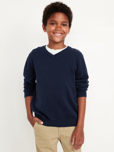 Old Navy School Uniform Solid V-Neck Sweater for Boys - Ink Blue in Saudi Arabia