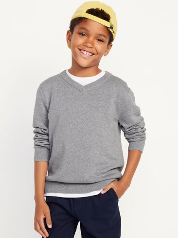 Old Navy V-Neck Sweater for Boys - Charcoal in Saudi Arabia