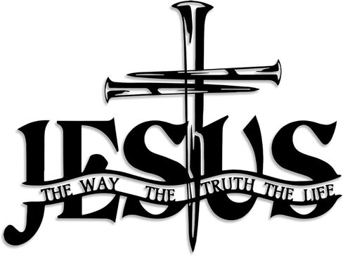 Cross Jesus Truth Metal Wall Decor - Religious Spiritual Faith Room Decor Black Wall Art Home Decor for Living Room, Bathroom, Bedroom, Dining Room, Church (Black) in Saudi Arabia