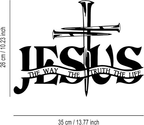 Cross Jesus Truth Metal Wall Decor - Religious Spiritual Faith Room Decor Black Wall Art Home Decor for Living Room, Bathroom, Bedroom, Dining Room, Church (Black) in Saudi Arabia