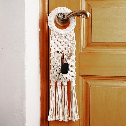 Cabilock Woven Mail Organizer with Storage Pockets Hanging Mail Basket for Wall Boho Door Organizer for Keys Letter Envelope File Boho Woven Tapestry for Narrow Spaces, Bedroom, Entryway, Dorm Decor in Saudi Arabia