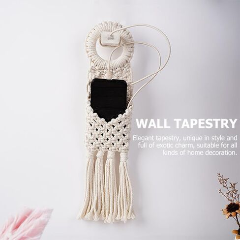 Cabilock Woven Mail Organizer with Storage Pockets Hanging Mail Basket for Wall Boho Door Organizer for Keys Letter Envelope File Boho Woven Tapestry for Narrow Spaces, Bedroom, Entryway, Dorm Decor in Saudi Arabia