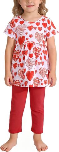 البنات الصغار بنطلون مجموعة الحب والملابس الوردية القلب مجموعة اللباس تي شيرت الكشك in Kuwait