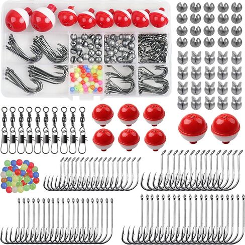 أدوات صيد الأسماك ، 185pcs صيد الأسماك الأساسية تعويم السنانير تشويش تشكيلة الخطافات الأخطبوط ، خطاف baitholder ، دوار برميل الأوزان مربع معالجة سمك السلمون المرقط in Kuwait