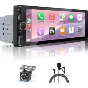 Single-Din-Car-Radio with Apple-Carplay & Android-Auto,6.86 Inch Car Radio Touchscreen,Bluetooth Handsfree, Backup Camera, Type-C/AM/FM/USB/EQ in Kuwait