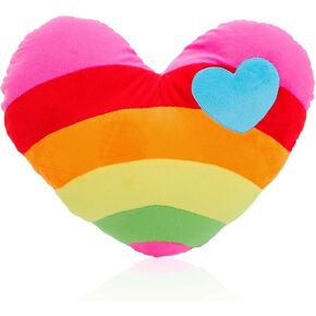 zhidiloveyou Heart Pillow Plush Cute Stuffed Rainbow Heart Shaped Cushion Toy Decor, 17"x12" in Kuwait