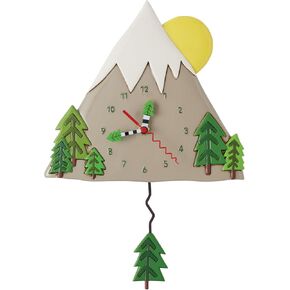 ساعة حائط Enesco Allen Designs Peak Time Mountain مع الأشجار المنحوتة البندول، 9.06 بوصة، متعددة الألوان in Kuwait