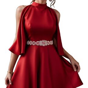 Bloom Wedding Large Sized Girls Waist Adorned With Rhinestone Flower Design Versatile Red Satin Ribbon Suitable For Banquet And Party Dresses in Saudi Arabia