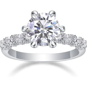 JIUZUAN 1CT/2CT/3CT 18K Sterling Silver Gold Round Cut Solitare Moissanite Engagement Ring for Women | Moissanite Wedding band for Women | Moissanite Promise Rings in Saudi Arabia