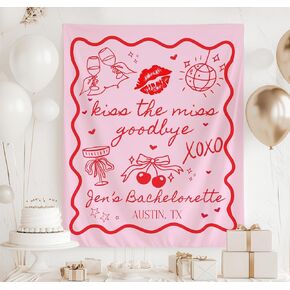 Kiss the Miss Goodbye Bachelorette Tapestry, Bridal Shower Decor, Bachelorette Party Decorations, Bridal Shower Gifts, Bach Weekend Banner in Saudi Arabia