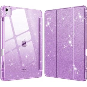 Fintie Hybrid Slim Case لـ iPad Air 13 بوصة (M3) 2025 ، (M2) 2024-[حامل قلم رصاص مدمج] غطاء مقاوم للصدمات مع قذيفة شفافة واضحة ، أرجوانية لامعة in Kuwait