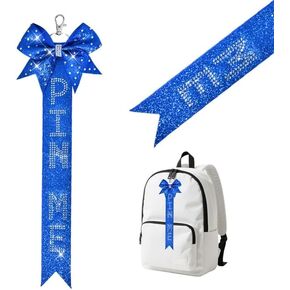 Sparkly Rhinestone Cheer Bow Ribbon for Women Girls Glitter Pin Me Keychain for Backpack School Bag Bling Accessories in Kuwait