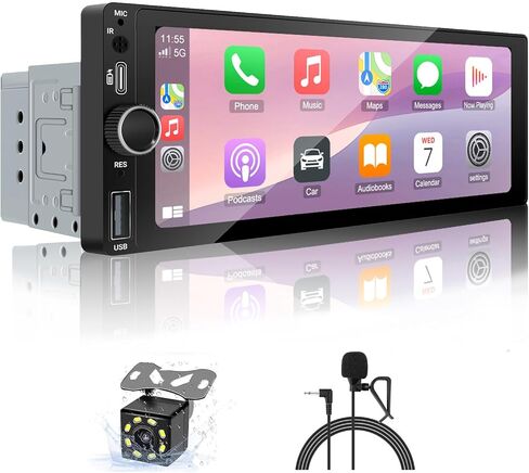 Single-Din-Car-Radio with Apple-Carplay & Android-Auto,6.86 Inch Car Radio Touchscreen,Bluetooth Handsfree, Backup Camera, Type-C/AM/FM/USB/EQ in Kuwait