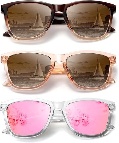 Polarized Sunglasses for Women Trendy Womens Sunglasses Classic Sun Glasses for Driving Travel 3Pack in Saudi Arabia