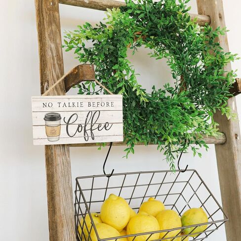 Simply Said, INC Petite Hanging Accents Coffee Sign, No Talkie Before Coffee, 6.5 x 3.5 inch Wood Sign Cute Coffee Decor, Made in USA PHA1069 in Saudi Arabia