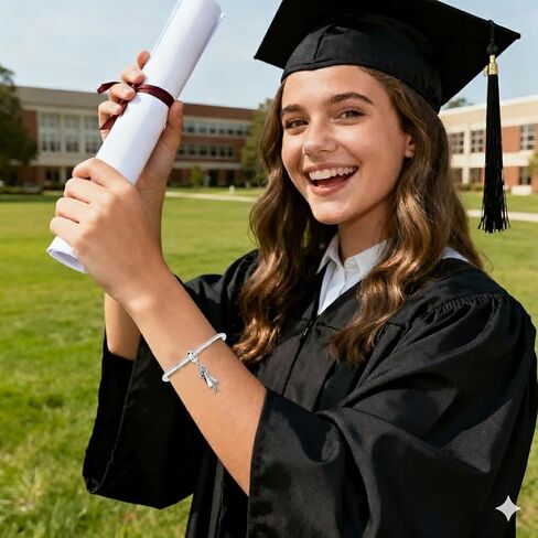 LuxglitterLin Graduation Charm Graduate Dangle Bead with Cap Gown and Flowers Compatible with Pandora Bracelet Inspirational Jewelry Present for Women in Saudi Arabia
