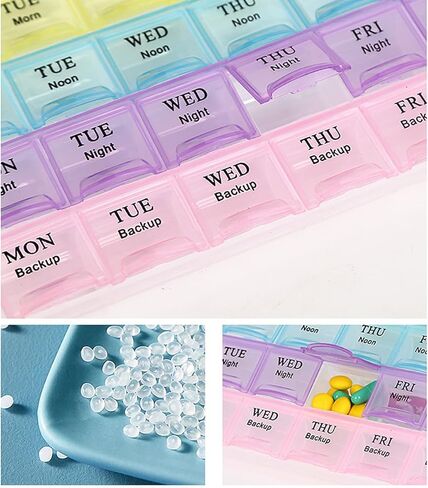 1 Piece Pill Medicine Organizer 28 Compartment Multicolor 7 Day Travel Medicine Case Morning Noon Night Backup A Day Daily Pill Box to Hold Vitamins, Medication in Saudi Arabia