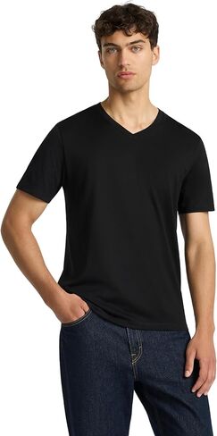 Presics Men’s Supima® Mercerised Cotton V-Neck T-Shirt – USA-Grown Cotton, Luxury Finish, Short Sleeve, Structured Fit in Saudi Arabia