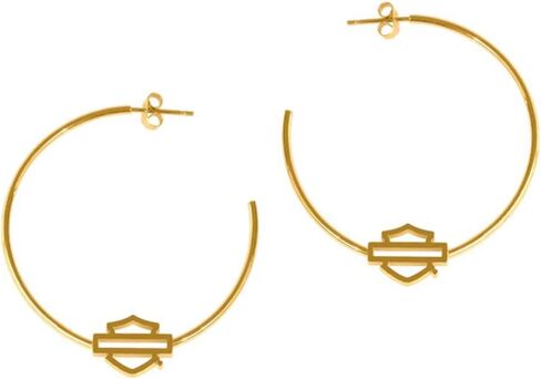 Harley-Davidson Women's Small Bar & Shield Logo Hoop Earrings - Stainless Steel in Saudi Arabia