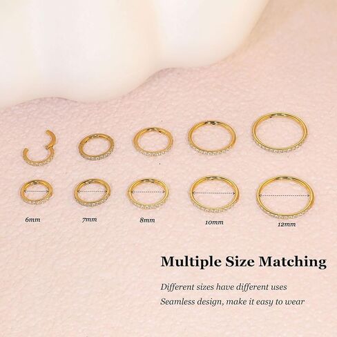 Qyalie Small Hoop Cartilage Earrings For Women Huggie Helix Conch Piercing Jewelry Hypoallergenic Titanium 14k Gold Plated Silver CZ Surgical Steel Set in Kuwait