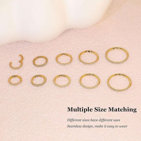 Qyalie Small Hoop Cartilage Earrings For Women Huggie Helix Conch Piercing Jewelry Hypoallergenic Titanium 14k Gold Plated Silver CZ Surgical Steel Set in Kuwait