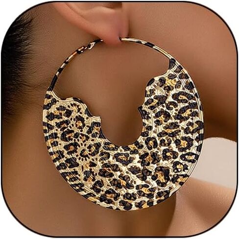 Leopard Hoop Earrings for Women Exaggerated 80s 90s Zebra Chunky Statement Hoops Earring Hypoallergenic Cows Big Hoops Y2k Jewelry Outfits Accessories in Saudi Arabia