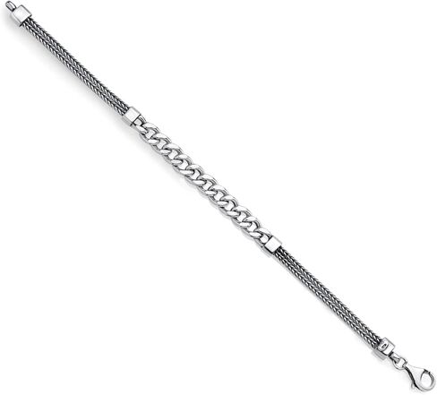 Gem Stone King Men's 925 Sterling Silver Cuban and Wheat Link Chain Bracelet (7.5 OR 8 Inch, with Lobster Clasp, Made in Italy) in Saudi Arabia