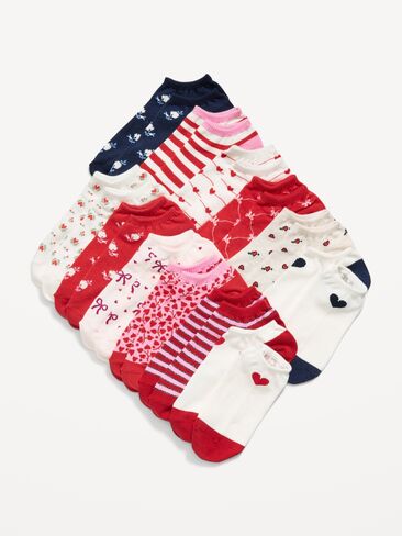Old Navy Ankle Socks 12-Pack For Women - Hearts/Red in Saudi Arabia