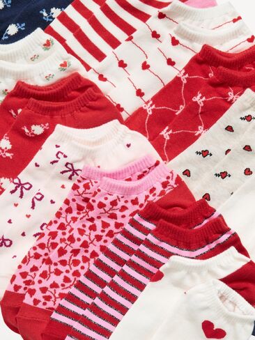 Old Navy Ankle Socks 12-Pack For Women - Hearts/Red in Saudi Arabia
