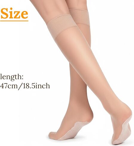 4 Pairs Sheer Knee High Socks for Women - Anti-Slip Grip Cotton Sole, Wide Calf Stockings - Comfort Fit for Boots, Dress & Work in Saudi Arabia