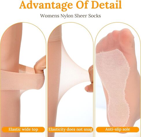 4 Pairs Sheer Knee High Socks for Women - Anti-Slip Grip Cotton Sole, Wide Calf Stockings - Comfort Fit for Boots, Dress & Work in Saudi Arabia