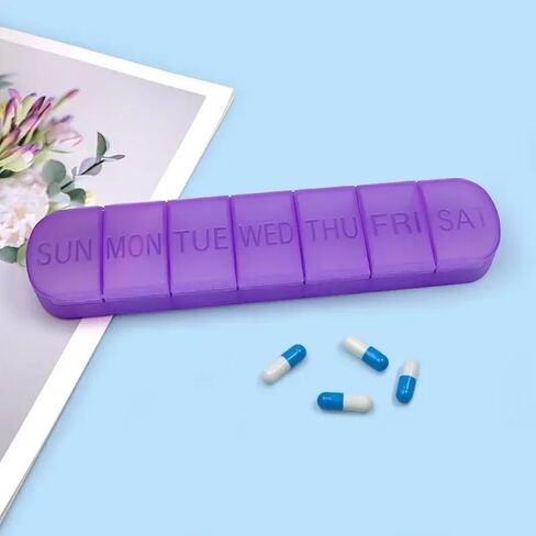 Travel Pill Box, 7-Day Portable Medicine case, Tablet and Vitamin Storage Container Easy Carrying in Bags or Pockets (Black) in Saudi Arabia